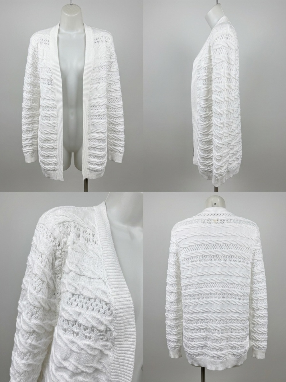 Kobi Halperin Martina cardigan Sz S white open front cotton open weave AA25